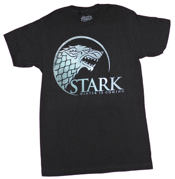 Game of Thrones Mens T-Shirt - Stark Silver White Winter Is Coming Cirlce