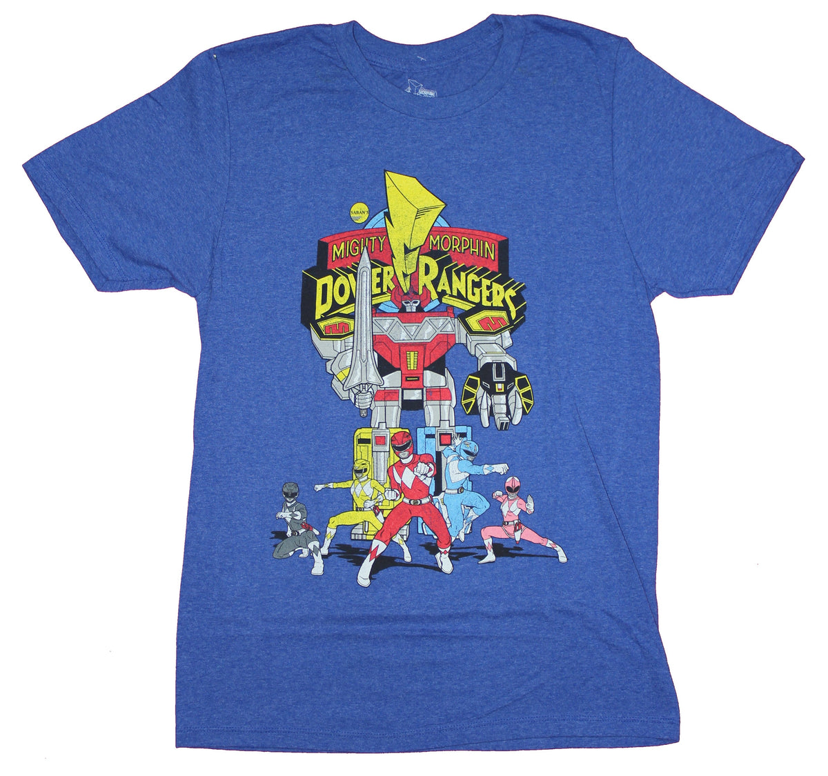Mighty Morphin Power Rangers Mens T-Shirt - Group Under Megazord Distr ...