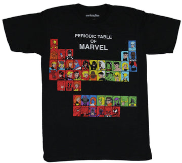 Marvel Comics Mens T-Shirt - Periodic Table Of Marvel Comics Charter Boxes