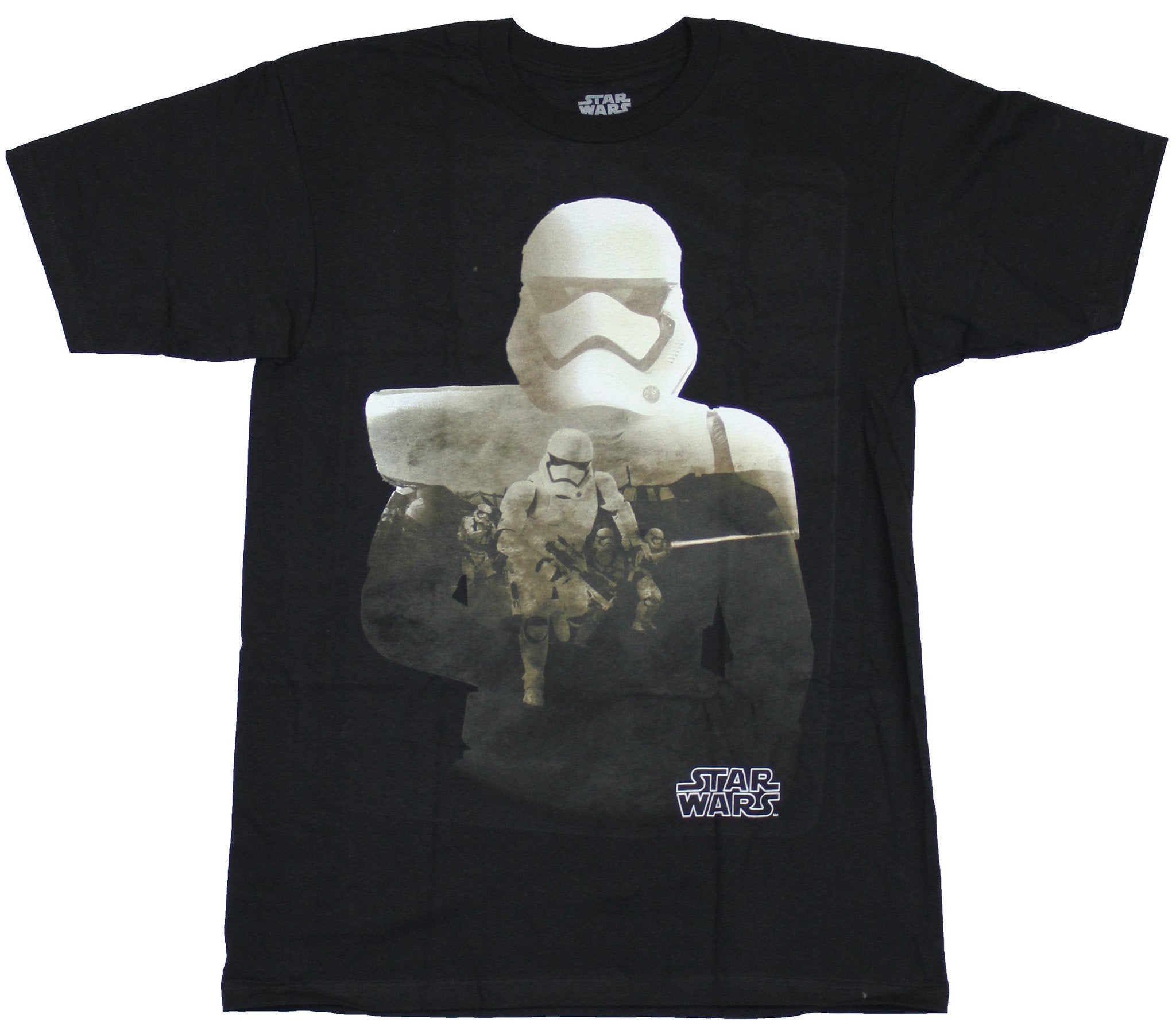 Star Wars Force Awakens Mens T-Shirt - Stormtrooper Action Filled Silhouette