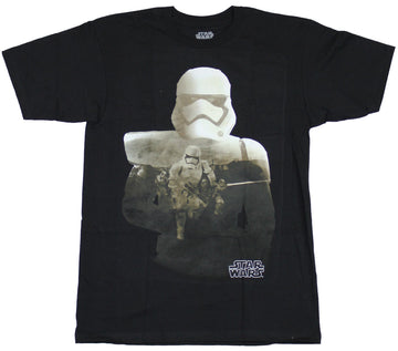 Star Wars Force Awakens Mens T-Shirt - Stormtrooper Action Filled Silhouette