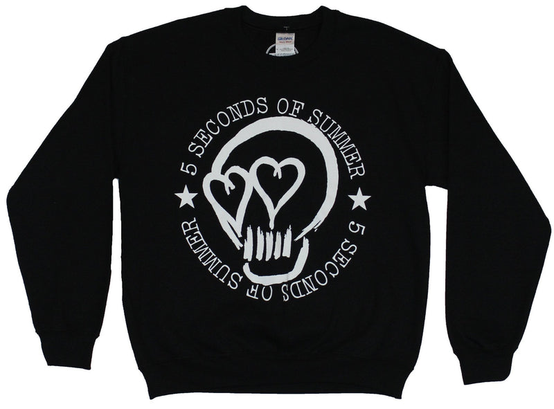 5 Seconds of Summer Mens Crewneck Sweatshirt - Skull Heart Eyes Logo