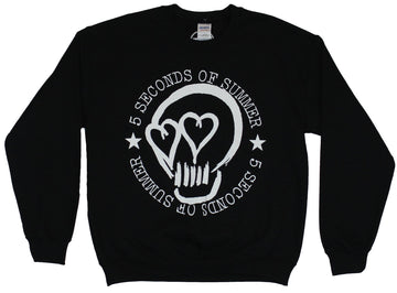 5 Seconds of Summer Mens Crewneck Sweatshirt - Skull Heart Eyes Logo