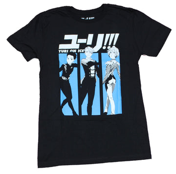 Yuri On Ice Mens  T-Shirt - 3 Character Boxes Under Kanji Logo Image
