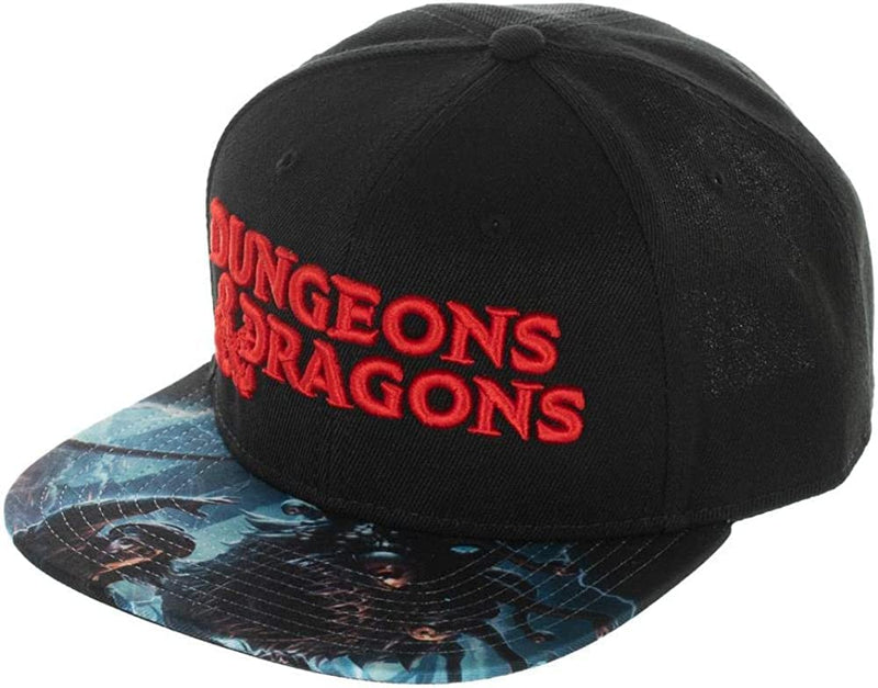 Dungeons and Dragons Classic Logo Men's Black FLATBILL Snapback Hat - Inmyparentsbasement.com