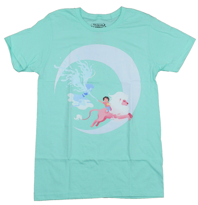Steven Universe Mens T-Shirt - Over The Moon Stylized Moon Lion Lapis Ride