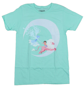 Steven Universe Mens T-Shirt - Over The Moon Stylized Moon Lion Lapis Ride