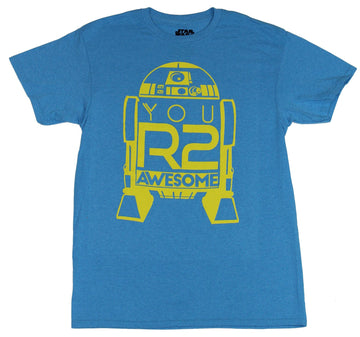 Star Wars Mens T-Shirt -  R2-D2 Line Drawing You R2 Awesome Yellow Print Image