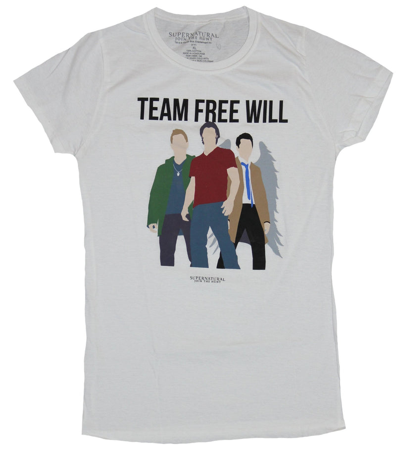 Supernatural Girls Juniors T-Shirt - Team Free Will Standing Stylized trio