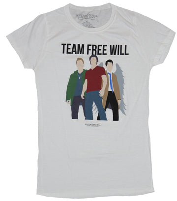 Supernatural Girls Juniors T-Shirt - Team Free Will Standing Stylized trio