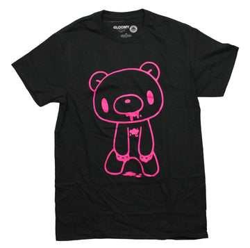 GloomyBear Mens T-Shirt -  Hot Pink Bloody Bear Outline Image