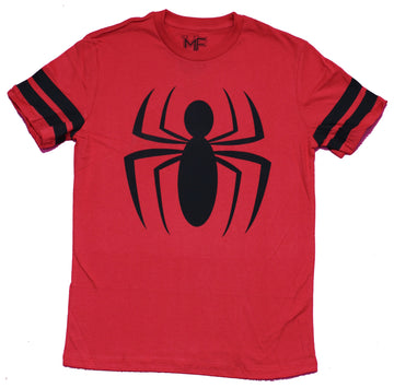 Spider-man Mens T-Shirt - Black Spider Logo Varsity Sleeves