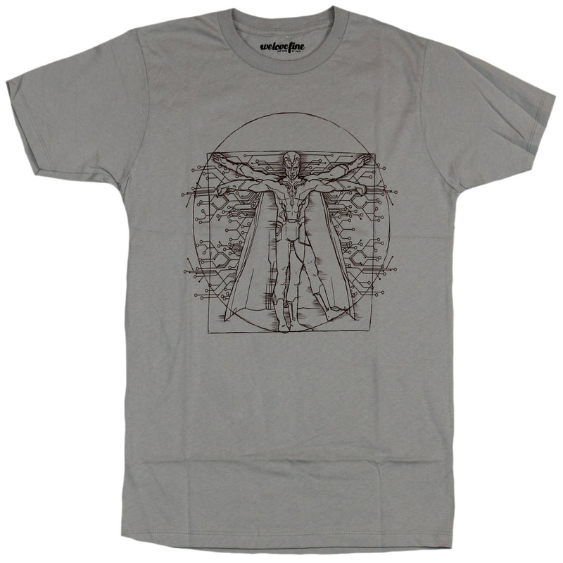 Vision of the Avengers Mens T-Shirt - Vitruvian Vision Sketch Circle Image - Inmyparentsbasement.com