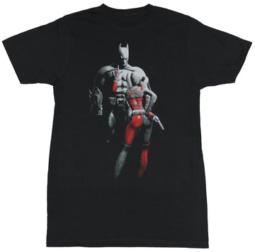 Batman Harley Quinn (DC Comics) Mens T-Shirt -  Bats Facing Down Harley Image