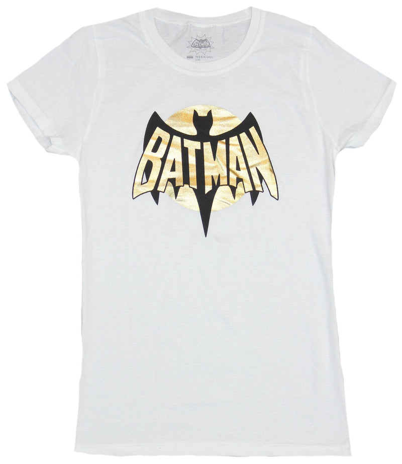 Batman (DC Comics) Girls Juniors T-Shirt - Batman Letter Bat Foil Logo Image