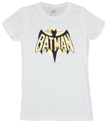 Batman (DC Comics) Girls Juniors T-Shirt - Batman Letter Bat Foil Logo Image
