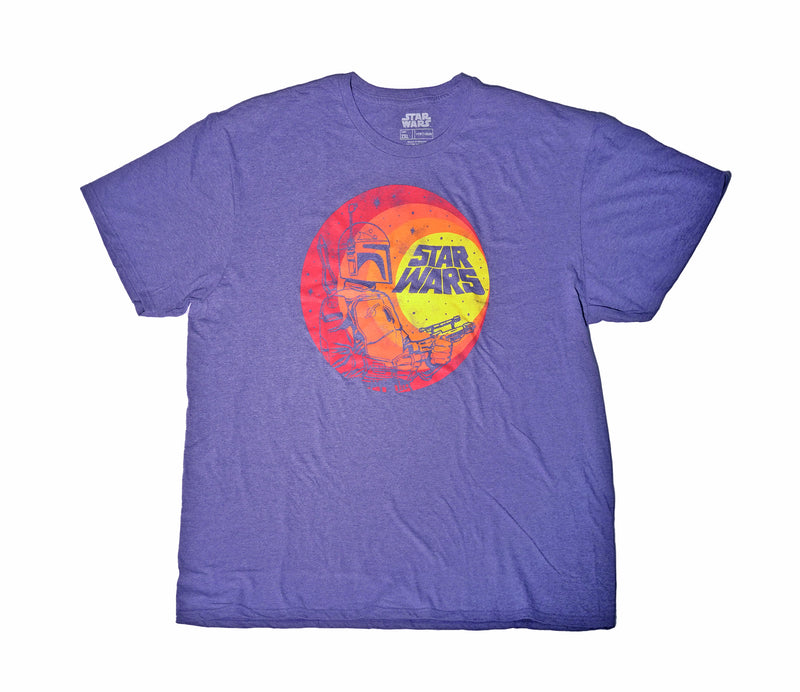 Star Wars Mens T-Shirt - Red Yellow Boba Fett Simple