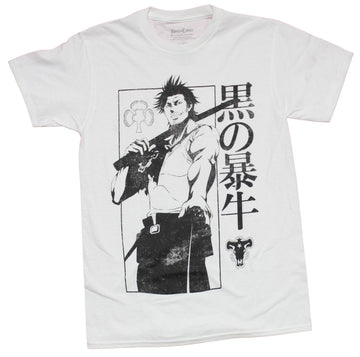Black Clover Mens T-Shirt - Yami Sukehiro Black & White Clover Stance Image
