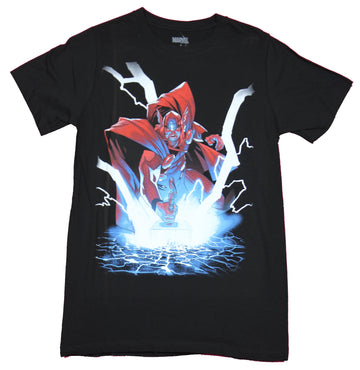 Thor Marvel Comics Mens T-Shirt - Thor Slamming the Ground Lighting Power