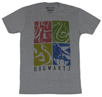 Harry Potter Mens T-Shirt - Hogwarts Four Primary Colored Houses Image
