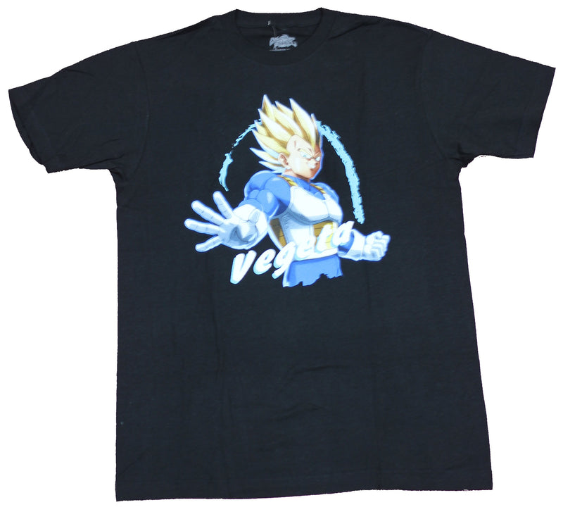 Dragon Ball Z Mens T-Shirt - Vegeta Standing Proud in Blue Arc