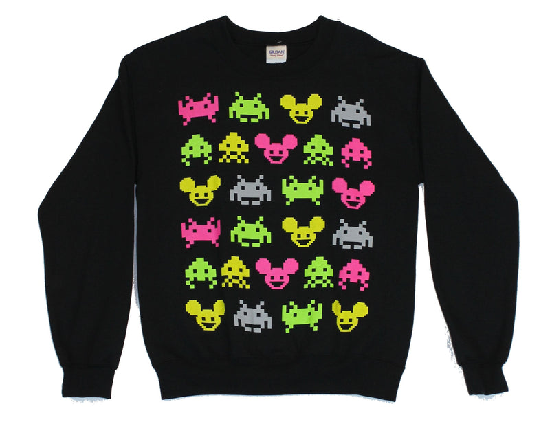 Deadmau5 (deadmaus) Crew Neck Sweatshirt -  Space Invader Style Repeat Images - Inmyparentsbasement.com