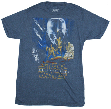 Star Wars Mens T-Shirt - The Last Jedi Cast in Retro Pose Distressed