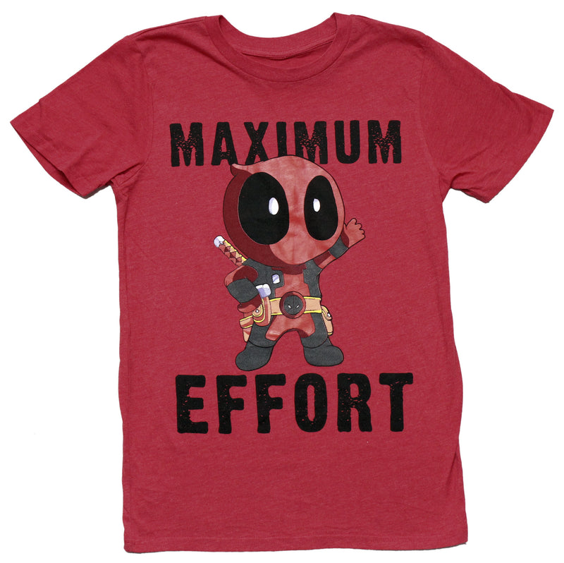 Deadpool Red Mens T-Shirt -  Chibi Deadpool Maximum Effort