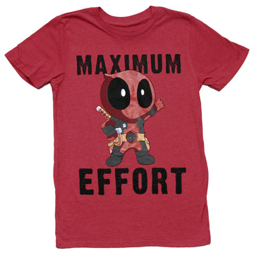 Deadpool Red Mens T-Shirt -  Chibi Deadpool Maximum Effort