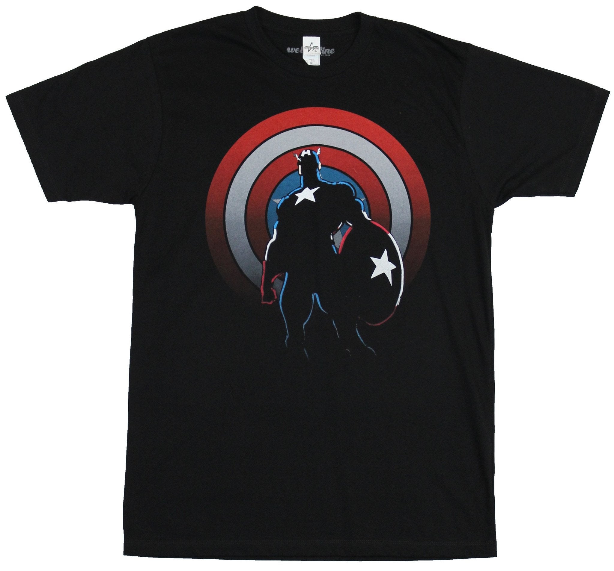 Captain America (Marvel)  Mens T-Shirt - Stands Proud Against Shield In Shadow