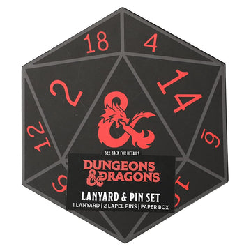 Dungeons & Dragons Dice Ampersand Lanyard 2 Lapel Pins Novelty Box Gift Set