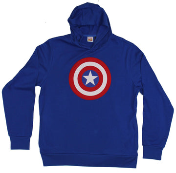 Captain America (Marvel) Mens Pullover Hoodie- Simple Three Color Shield Logo