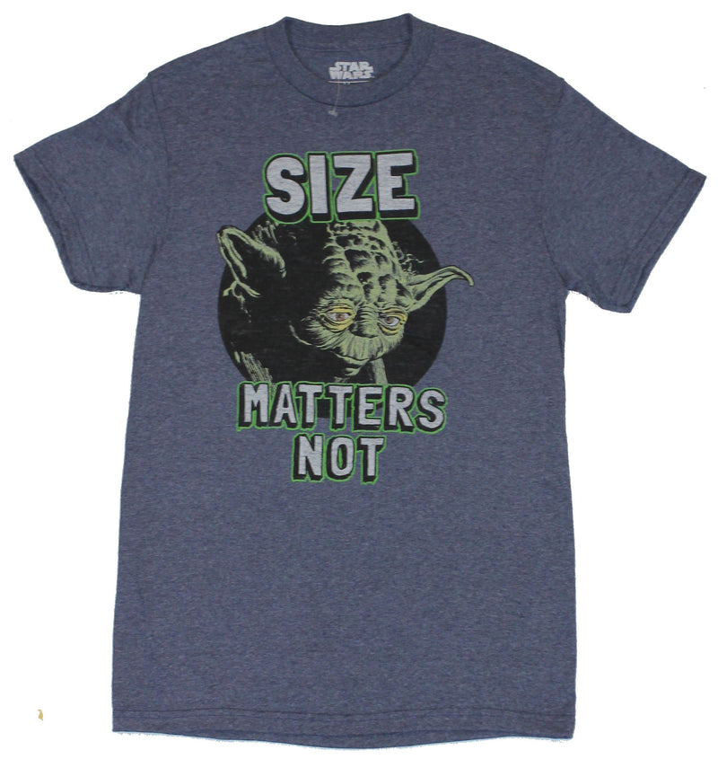 Star Wars Mens T-Shirt - Yoda "Size Matters Not" Circle Head Image