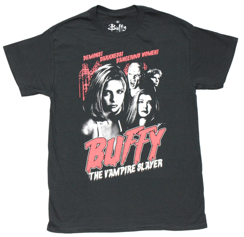 Buffy the Vampire Slayer Mens T-Shirt - Demons Darkness Dangerous Women - Inmyparentsbasement.com