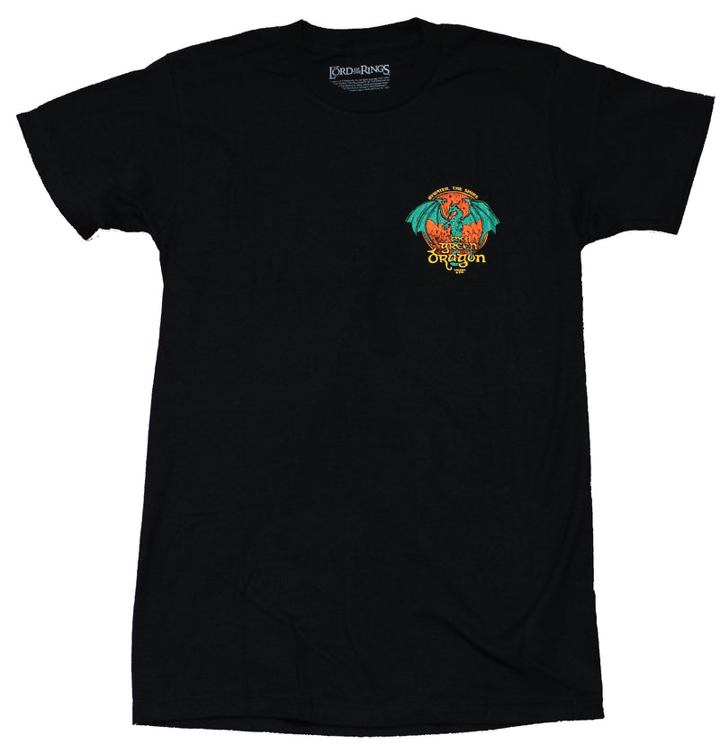 Lord of the Rings Mens T-Shirt - The Green Dragon Lapel & Back Logo