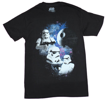 Star Wars Mens T-Shirt - 3 Stormtrooper Death Star Moon Image