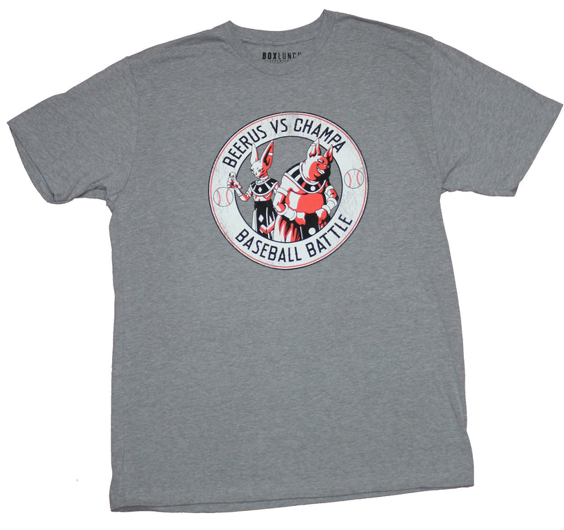 Dragon Ball Z Mens T-Shirt - Beerus Vs. Champa Baseball Circle Image