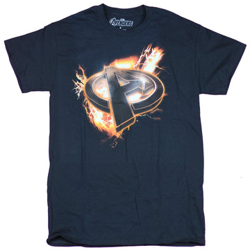 The Avengers Mens T-Shirt  - Flaming Slanted Electrified Team Logo