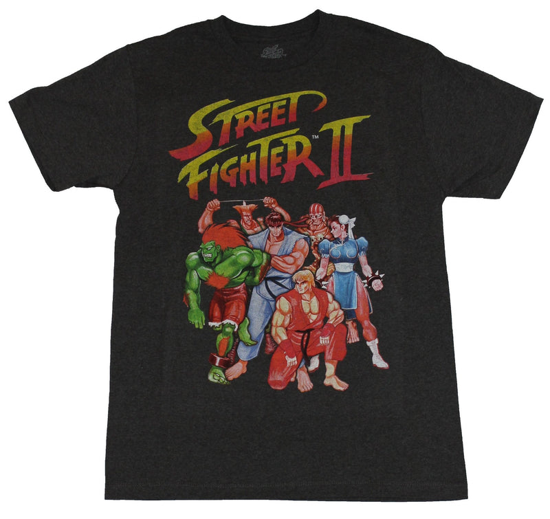 Street Fighter II Mens T-Shirt - Classic Group Cover Art Image - Inmyparentsbasement.com