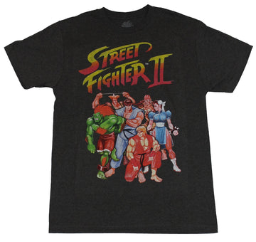Street Fighter II Mens T-Shirt - Classic Group Cover Art Image