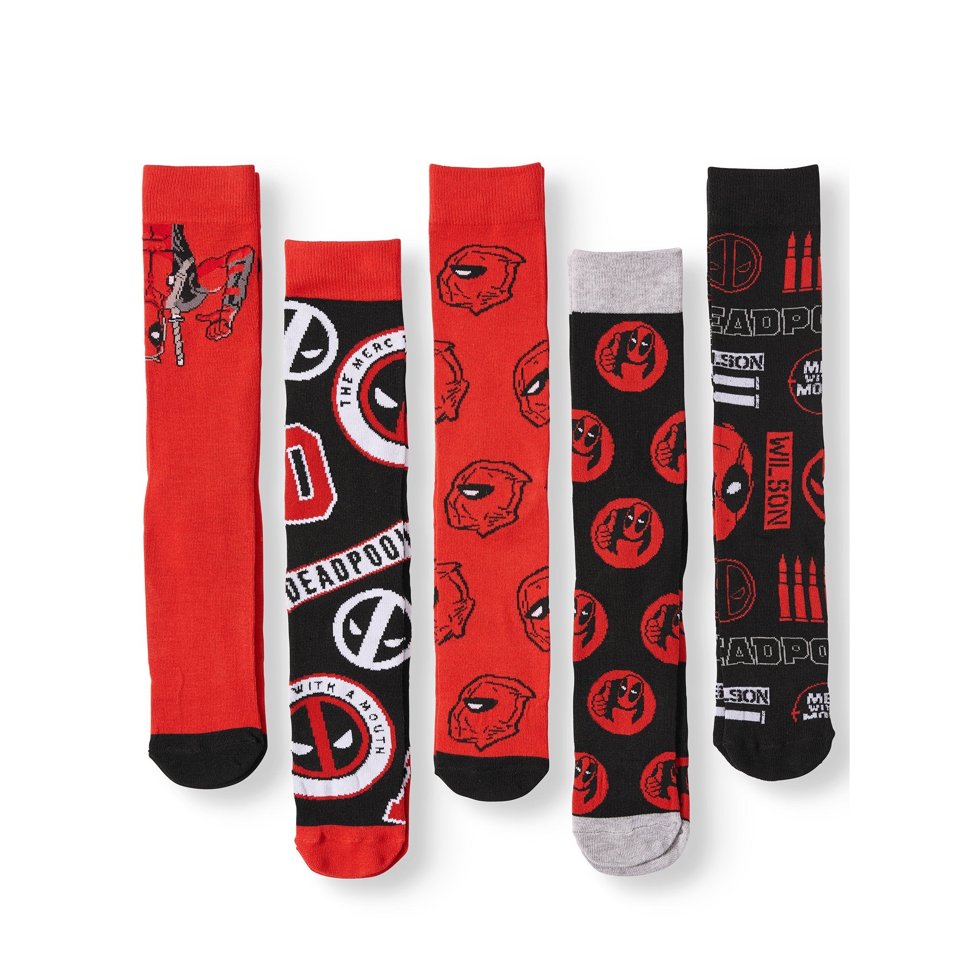 Marvel Comics Anti-Hero Deadpool 5 Pack Crew Socks