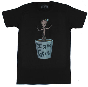 Guardians of the Galaxy Mens T-Shirt - Growing Baby Groot Pot Image