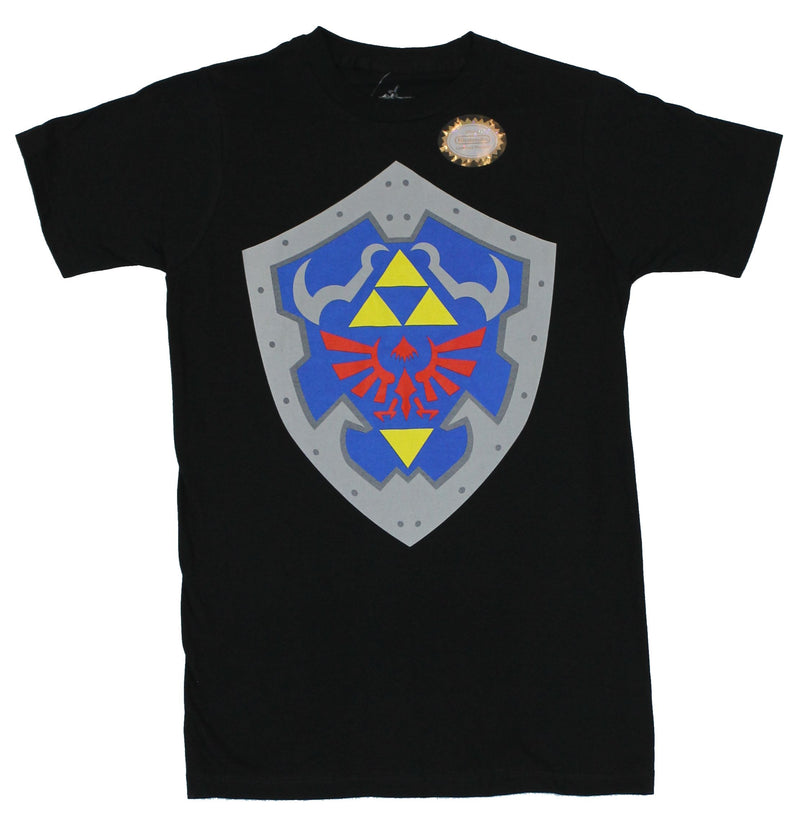 Legend of Zelda Mens T-Shirt - The Hero Hylian Shield Classic Game Image
