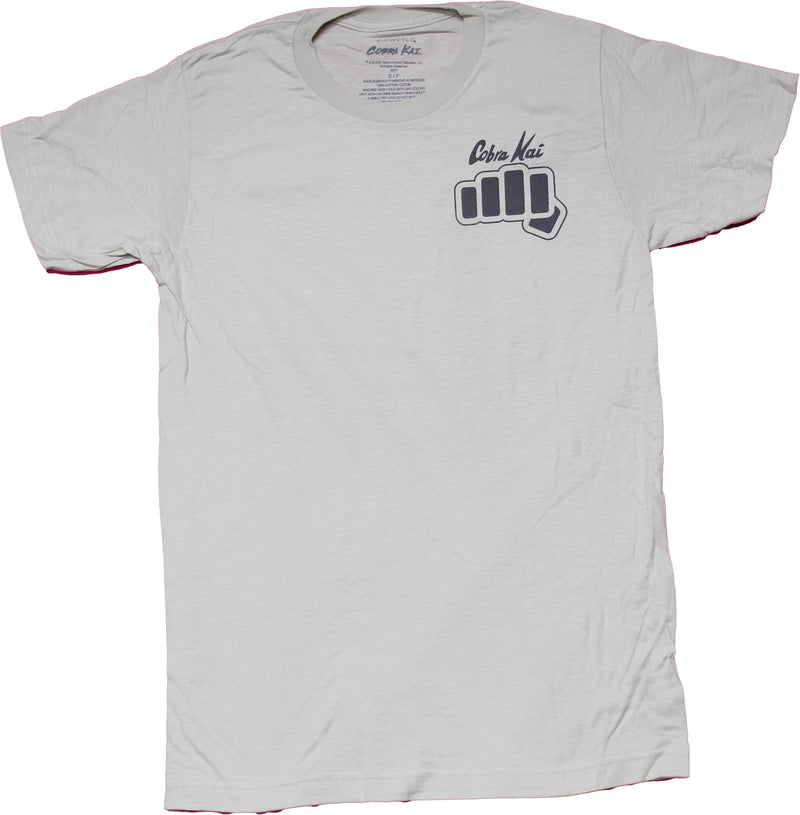 Cobra Kai Mens T-Shirt - Lapel Fist LArge Logo on Back