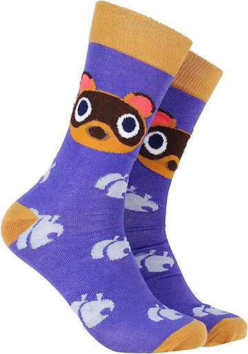 Animal Crossing New Horizons Tom Nook The Tanuki Purple Crew Socks Size 10-13