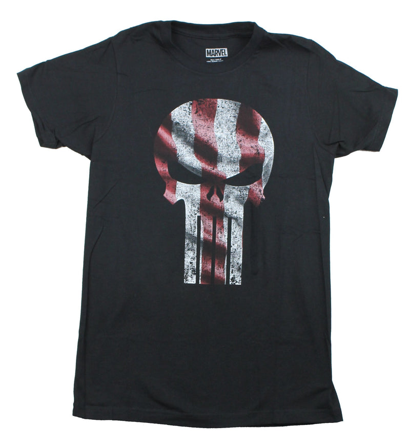 Punisher (Marvel Comics) Mens T-Shirt - American Flag Style Skull Logo