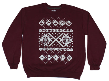 Star Wars Mens Crewneck Sweatshirt- Christmas Sweater Darth Vader Vs Luke