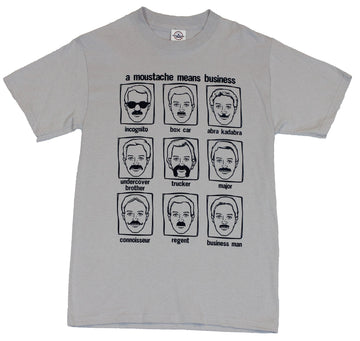 Moustache Styles Mens T-Shirt  - Multiple Moustaches Defined Image on Gray