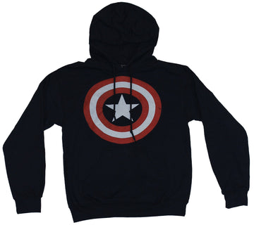Captain America Mens Hoodie Sweatshirt - Classic Distressed Simplest Shield Logo