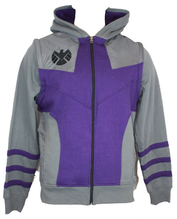The Avengers Mens Zip  Up  Hoodie Sweatshirt -  Hawkeye Costume Front Design